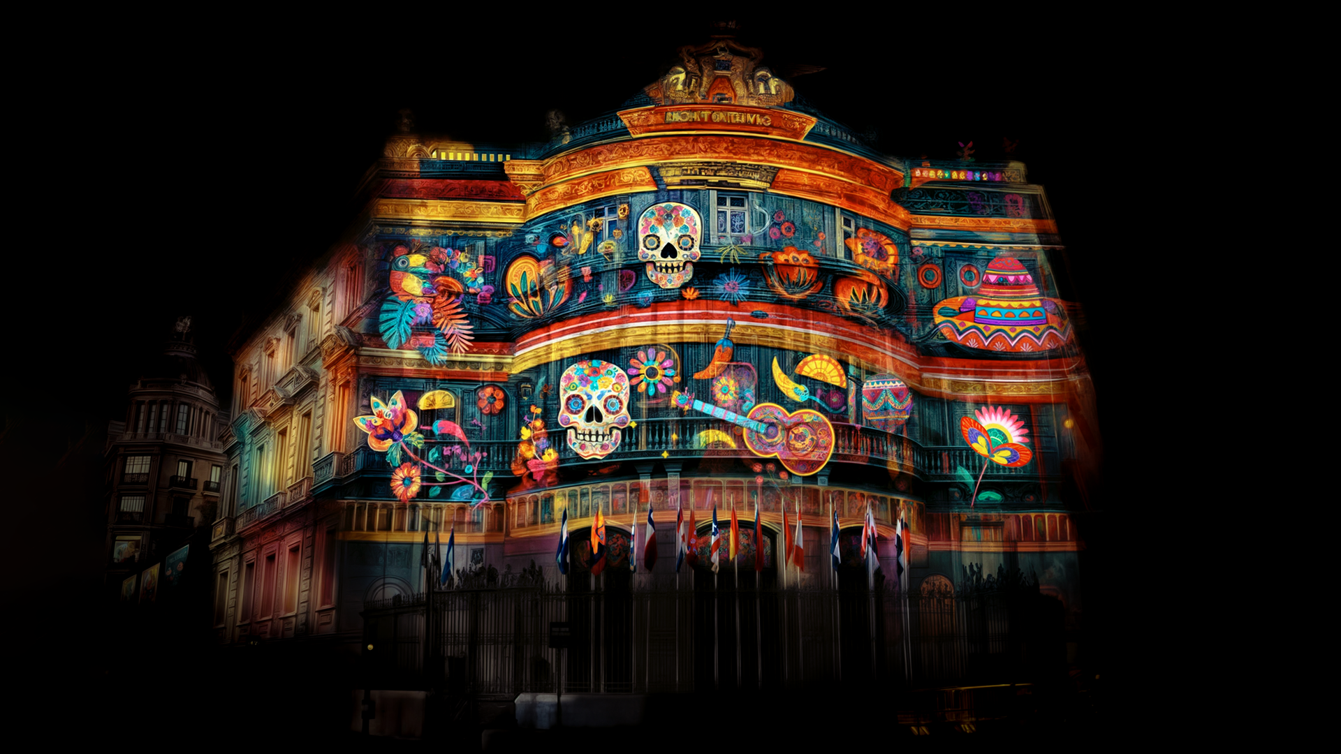 Vídeo mapping en la fachada de Casa de América